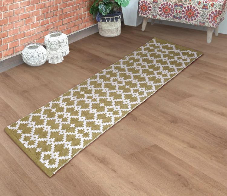 Super Soft Green Color Cotton Floor Runner (60 x 20 Inch)
