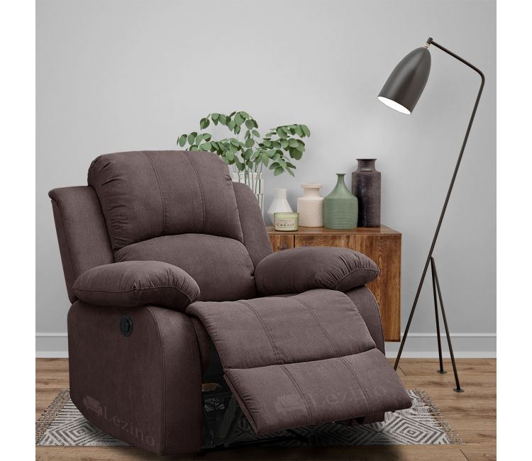 Fibia 1 Seater Suede Fabric Electric Motorized Recliner, Brown Colour