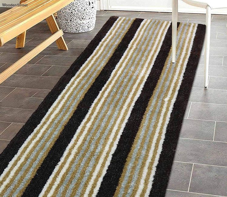 Brown Microfibre Polyester Shaggy Floor Runners