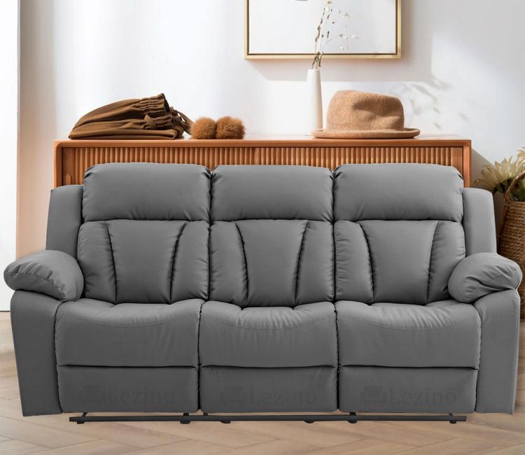 Selino Recliner | Manual 3 Seater Recliner Sofa | Leatherette 3-Seater Recliners