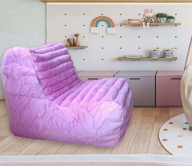 Bean Bag Chair Cover Online - Shop XXXL Stripes Fur Bean Bag Chairs For Adults Couch Sofa in Purple Colour