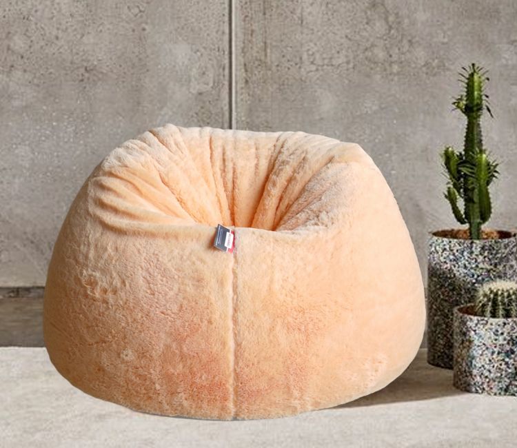 Bean Bag Sofa Cover Online - Buy XXXL Luxury Furr Bean Bag Cover For Adults in Beige Colour