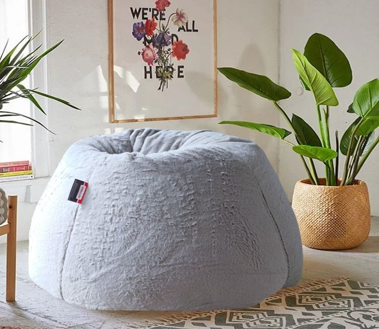 Cotton Bean Bag Cover - Shop XXXL Luxury Furr Bean Bag Cover For Adults in Grey Colour