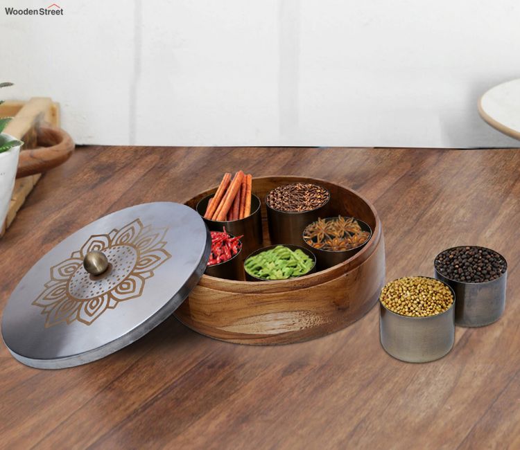 buy wooden spice box online india low price, delhi, pune, hyderabad