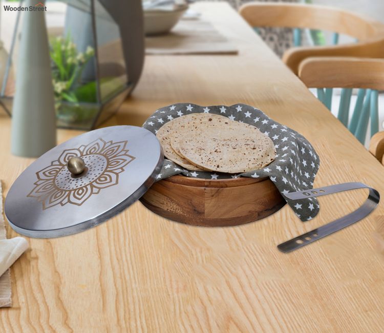breakfast dish - roti box | Stainless Steel Casserole Hot Pot for Roti/Rice/Curry/Thermal Serving Bowl with Airtight Self Locking in bangalore, hyderabad, chennai
