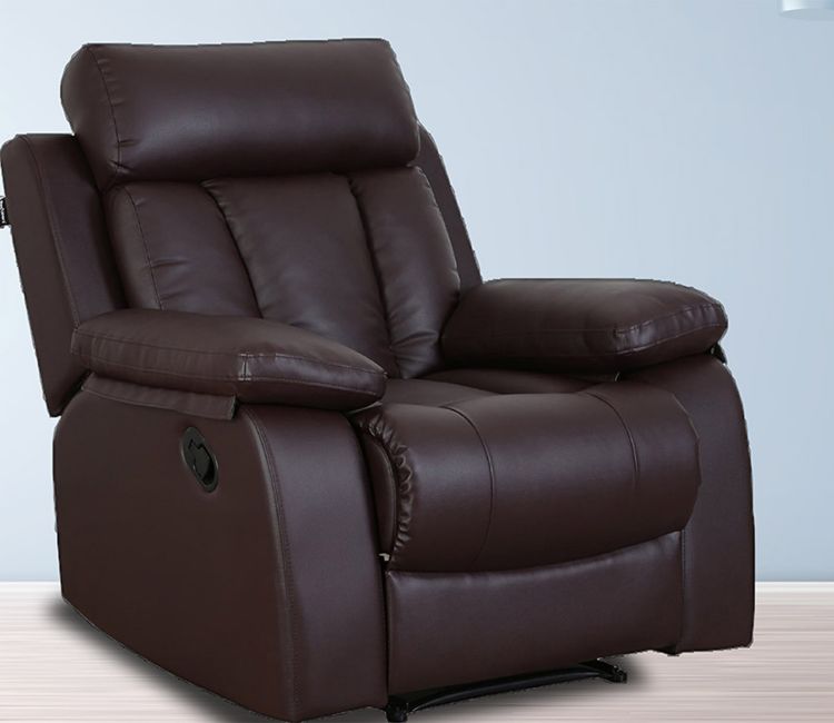 Magna Leatherette 1 Seater Manual Recliner Chair (Brown) Megna Manual Single Recliner Sofa | Leatherette 1-Seater Recliner Sofa